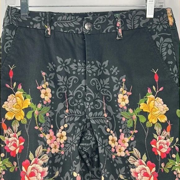 Johnny Was Pete&Greta Mono Pant Multicolor Floral Print Cotton Trouser Jean Sz 4 - Picture 6 of 16